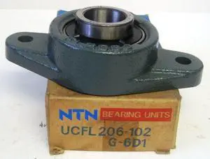 Mounted Brg, 2-Bolt Flange, Dia 1-1/8 In
