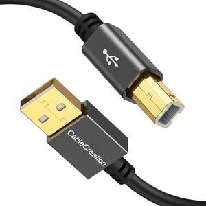 USB Printer Cable, CableCreation USB 2.0 A Male to B Male Scanner Cord, Compatible with HP, Cannon, Brother, Dell, Xerox, Samsung and More, 10 FT, Aluminium Case, Black