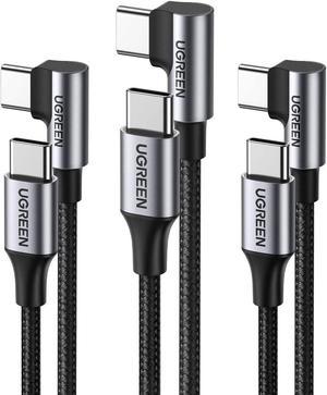 UGREEN USB C to USB C Cable 90 Degree 3 Pack 3ft 6ft 10ft Type C 60W PD Fast Charge Compatible for Samsung Galaxy Note 20 10 S20 S10 MacBook Pro Air 13 iPad Pro 2020 Pixel 4 3 Nintendo Switch