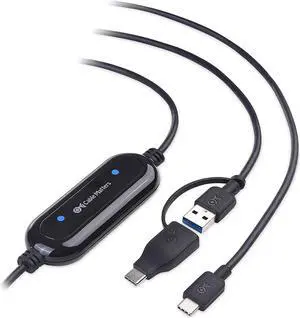 USB-C to USB-A and USB-C to USB-C Data Transfer Cable PC to PC for Windows and Mac in 6.6 Feet Compatible with USB4 Thunderbolt 3 Thunderbolt 4 - Computer Sync Software Included