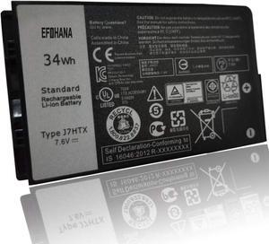 efohana J7HTX Laptop Battery Replacement for Dell Latitude 7202 7212 7220 Rugged Extreme Tablet Series Notebook 7XNTR 02JT7D FH8RW 7.6V 34Wh 4342mAh