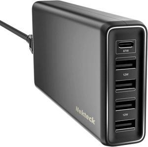 Nekteck 111W USB C Wall Charger Station, One 87W Type C Power Delivery Port and Home Travel USB-A Port Compatible with 2018 MacBook Pro, Surface Book, Dell XPS, ThinkPad, iPhone 11 Pro Max, Pixel XL