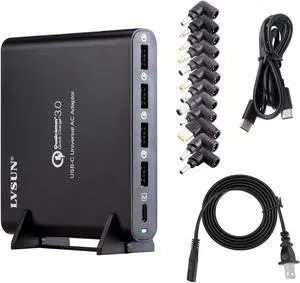 80W PD USB Type C Laptop Charger, 5-Port USB Charging Station for Apple MacBook iPad iPhone 12 Pro Max Mini, QC3.0 USB Ports Power Supply for HP Asus Toshiba Lenovo Acer Sony Samsung Adapter