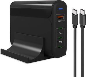 USB C Charger 150W HUNDA 4-Port USB C Desktop Charger with 3 USB-C Power Delivery PPS 4+ & 1 USB 3.0 Fast Charging Station Compatible with iPad,iPhone,Galaxy,MacBook,Pixel(1 USB C Cable Offer)