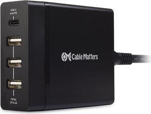 Cable Matters 72W 4-Port USB C Charger (USB C Wall Charger) with 60W Power Delivery for Laptops, Tablets, and Smartphones in Black