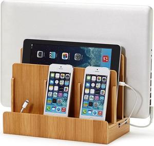 G.U.S. Multi-Device Charging Station Dock & Organizer - Multiple Finishes Available. for Laptops Tablets and Phones - Strong Build Eco-Friendly Bamboo