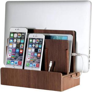 G.U.S. Multi-Device Charging Station Dock & Organizer - Multiple Finishes Available. for Laptops, Tablets, and Phones - Strong Build, Walnut