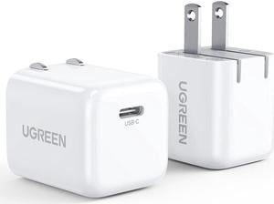 UGREEN 20W USB C Fast Charger - 2 Pack PD 3.0 Wall Charger USB-C Power Adapter Foldable Plug Compatbile for iPhone 13/13 Mini/13 Pro/13 Pro Max/12/11/XR, Galaxy, Pixel 4/3, iPad Mini/Pro, Airpods Pro