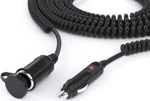 Cigarette Lighter Extension Cord 12V/24V Car Charger Socket Power Plug Cable 18AWG - UL Listed Extra Long (12 Ft Uncoiled / 2.5 Ft Coiled)