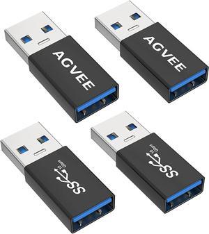 4 Pack USB-A 3.0 Female to USB-A Male Bidirectional Adapter USB 3.2 Gen 1 Coupler Extender Extension Converter Connector Black