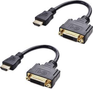 2-Pack Bi-Directional HDMI to DVI Male to Female DVI to HDMI Female to Male Cable Adapter - 5 Inches