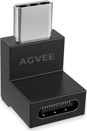 [ 4 Pack 90 Degree Right Angled USB-C Male to USB-C Female Adapter (Type-C 3.2 Gen 2) Video 10G Data Converter Black