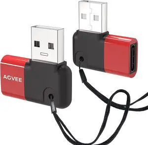 [2 Pack 90 Degree Angled USB-C Female to USB-A 2.0 Male Adapter USBC Type-C Converter Coupler Extension Extender Connector for iPhone 12 11 Pro Max  S21 S20 S10 Note 20 10 Red