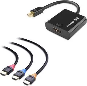 Cable Matters 1- Pack Active Mini DisplayPort to HDMI Adapter Supporting Eyefinity Technology 4K Resolution & 3-Pack High Speed HDMI Cable Cable Matters 1- Pack Active Mini DisplayPort to HDMI Adapter Supporting Eyefinity Technology 4K Resolution & 3-Pack High Speed HDMI Cable
