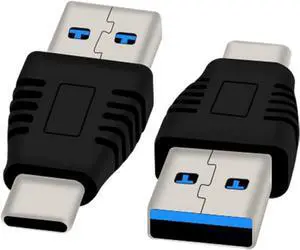 Type-C Male to USB3.0 Male AdapterUSB C to USB A 5G 3A Converter USB 3.1 AM to CM Support Data Synchronization and Charging Suitable for Mobile Phones Computers 2-Pack