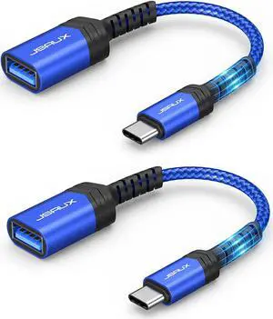 USB C to USB Adapter [0.5ft 2 Pack] Type C 3.0 OTG Cable On The Go Type C Male to USB A Female Adapter Compatible with MacBook Pro 2018 2017 Samsung Galaxy S20 S20+ Ultra S8 S9 Note 10 etc-Blue