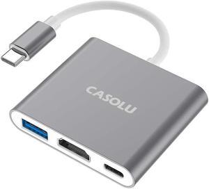USB C to HDMI Adapter 4K HDMI to USB-C Adapter with 60W PD & USB 3.0 Port Multiport Digital AV Converter for MacBook Pro/air iPad Pro/air iPhone 15/16 Tablets Switch TV Monitor and More