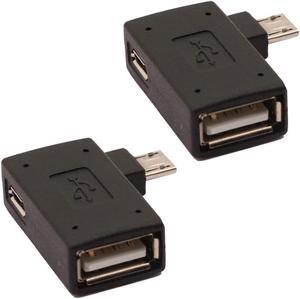 2-in-1 Powered Micro USB to USB OTG Adapter 90 Degree Right Angled for FireStick S/NES Classic Mini Sega Genesis and More - 2 Pack