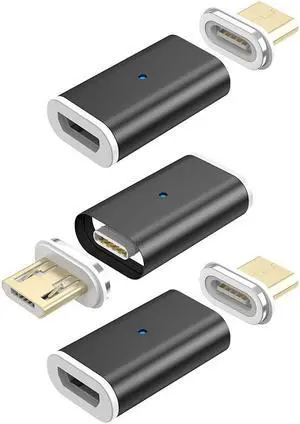 NetDot Gen10 Magnetic Micro USB to Micro USB Adapter Converter(3 Pack Black)