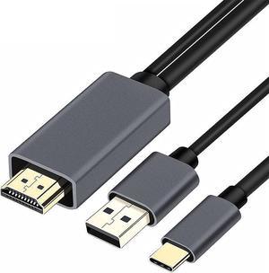 USB C to HDMI Cable Adapter 6ft, Dalkang 4K USB Type C to HDMI Cable with Charging Port Compatible for M-acBook Pro 2017-2020, i-Pad Pro,Samsung S21 S20 Note 20, Surface Book 2, XPS 13/15 and More