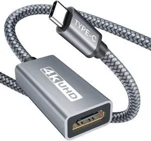 6.6FT USB C to HDMI Adapter 4K@60Hz USB Type-C to HDMI Female Adapter Thunderbolt 3 to HDMI Adapter HDMI to USB-C Adapter for MacBook Pro Air iPad Pro Samsung Galaxy S21 Ultra Note 20 10 9