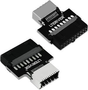 20Pin USB 3.1 Gen 1 to USB 3.1 Gen 2 Type E Key A Convertor Adapter-Super Speed 5Gbps Max-5V/2A Max Power Supply-Extend to PCs Front Panel USB-C Ports (2PCS/Pack)