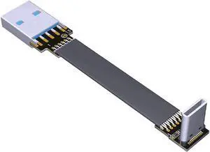 ADT-LINK USB 3.0 Type-A to USB3.1 Type-C Male Up/Down Angle USB Data Sync & Charge Cable USB-C Cord Connector Adapter FPC FPV Flat (0.15m,S1-T2)