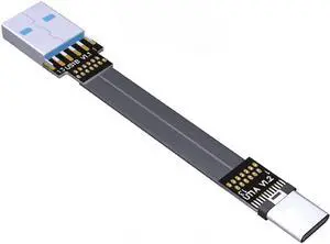 ADT-LINK USB 3.0 Type-A to USB3.1 Type-C Male Up/Down Angle USB Data Sync & Charge Cable USB-C Cord Connector Adapter FPC FPV Flat (0.05m,S1-T1)