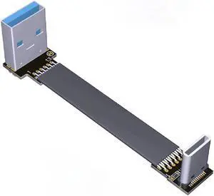 ADT-LINK USB 3.0 Type-A to USB3.1 Type-C Male Up/Down Angle USB Data Sync & Charge Cable USB-C Cord Connector Adapter FPC FPV Flat (0.03m,S2-T2)