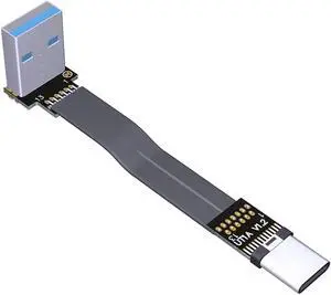 ADT-LINK USB 3.0 Type-A to USB3.1 Type-C Male Up/Down Angle USB Data Sync & Charge Cable USB-C Cord Connector Adapter FPC FPV Flat (1.0m,S3-T1)