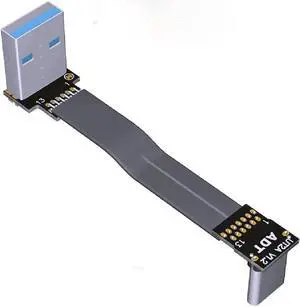 ADT-LINK USB 3.0 Type-A to USB3.1 Type-C Male Up/Down Angle USB Data Sync & Charge Cable USB-C Cord Connector Adapter FPC FPV Flat (0.03m,S4-T2)