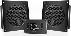 AC Infinity AIRPLATE T8, Quiet Cooling Dual-Fan System 6" with Thermostat Control, for Home Theater AV Cabinets
