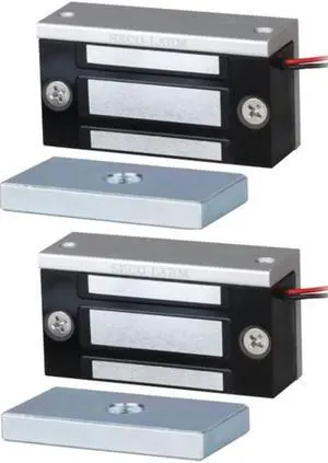 Seco-Larm E-941SA-80Q Single Door Mini Maglock (2 Pack), 80~110-lb (36~51kg) Holding Force, No Residual Magnetism, Detachable Mounting Bracket, MOV Surge Protection, 12~24VDC