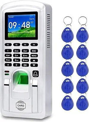 Clocking in Machine, Fingerprint Access Control Biometric Time and Attendance Punch Clock for Employees,Nero,Silver Clocking in Machine, Fingerprint Access Control Biometric Time and Attendance Punch Clock for Employees,Nero,Silver