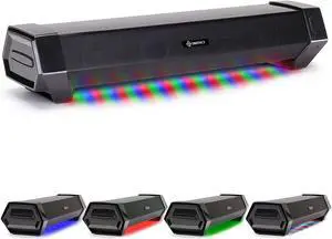 Gaming Computer Speakers Sound Bar - Under Monitor Soundbar LED Speaker with 40W Peak Power, 3 Color Modes, Dual Inputs for PC, Laptop, Monitor, or Phone AUX PC Accessories by DT
