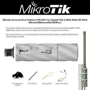 Mikrotik GrooveA 52 ac Outdoor CPE 802.11ac Gigabit PoE 2.4GHz 5GHz 5W OSL4 8dBi