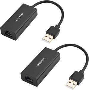 Giochem USB 2.0 to ethernet Adapter [2-Pack] USB to RJ45 Adapter Supporting 10/100 Mbps Ethernet Network for Window/Mac OS, Surface Pro/Linux