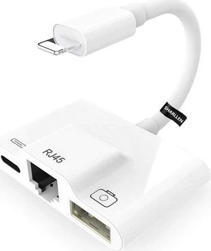 SHARLLEN RJ45 Ethernet LAN Wired Network Adapter 3 in 1 Wired Lightning to Ethernet USB 3 Camera Reader OTG Adapter and Fast Charging Port Compatible for iPhone 12/11/X/XR/8/7 iPad iPod iOS Devices SHARLLEN RJ45 Ethernet LAN Wired Network Adapter 3 in 1 Wired Lightning to Ethernet USB 3 Camera Reader OTG Adapter and Fast Charging Port Compatible for iPhone 12/11/X/XR/8/7 iPad iPod iOS Devices