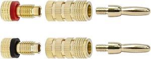 Monoprice Speaker Banana Plugs - 24k Gold Plated,Closed Screw Type, Color Coded, 20 Pairs