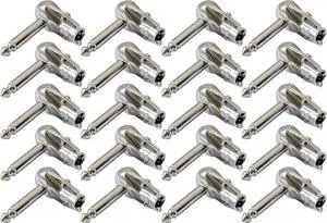 1/4" Right Angle Plugs TS Mono Flat Low Profile Pancake Style for Speaker Cables, Patch Cables, Snakes - Male 1/4 Inch Phono 6.3mm Phone Plug Bulk - 20 PACK 1/4" Right Angle Plugs TS Mono Flat Low Profile Pancake Style for Speaker Cables, Patch Cables, Snakes - Male 1/4 Inch Phono 6.3mm Phone Plug Bulk - 20 PACK
