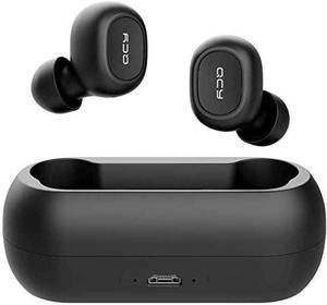 QCY T1C True Wireless Earbuds with Charging Case, Bluetooth Headphones, Stereo Sound Ear Buds, Micro USB, Auto Pairing Earphones, Portable Headset Compatible with iPhone, Android, Black