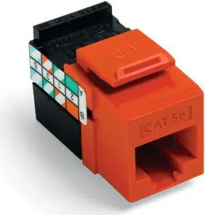 Leviton 5G108-BO5 GigaMax 5E QuickPort Connector, Cat 5E, Orange, 25-Pack