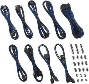 CableMod C-Series Classic ModFlex Sleeved Cable Kit for Corsair RM Black Label/RMi/RMX (Black + Blue)