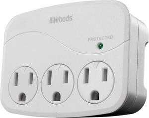 Woods 41034 Surge Protector with 3 Power, 3-Outlet 1000J of Protection