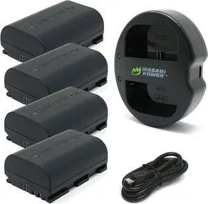 Power LP-E6, LP-E6N Battery (4-Pack) & Dual USB Charger for Canon EOS 5D II/III/IV, 5DS, 5DS R, 6D, 6D Mark II, 7D, 7D Mark II, 70D, 80D, 90D, R, R5, R5C, R6, Ra, XC10, XC15, BMPCC 4K, BMPCC 6K Power LP-E6, LP-E6N Battery (4-Pack) & Dual USB Charger for Canon EOS 5D II/III/IV, 5DS, 5DS R, 6D, 6D Mark II, 7D, 7D Mark II, 70D, 80D, 90D, R, R5, R5C, R6, Ra, XC10, XC15, BMPCC 4K, BMPCC 6K