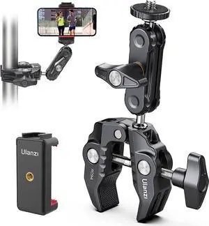 ULANZI Super Clamp Camera Clamp Mount Monitor 360° Ballhead Magic Arm Double Ball Head Adapter with 1/4"-20 & 3/8"-16 Thread ST-07 Phone Tripod Mount