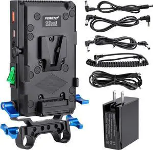 V-Mount V-Lock Quick Release Battery Plate Power Adapter with 15mm Rod Clamp Built-in Type-C Fast Charging Input V-Mount V-Lock Quick Release Battery Plate Power Adapter with 15mm Rod Clamp Built-in Type-C Fast Charging Input