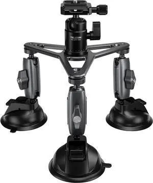 Cup Car Mount Heavy Duty Tripod with 360 Ball Head for GoPro 13 Insta360 DJI Action DSLR Mirrorless Camera, Dashboard Windshield Window Hi-Speed Motion Vehicle Holder Attach Accessories