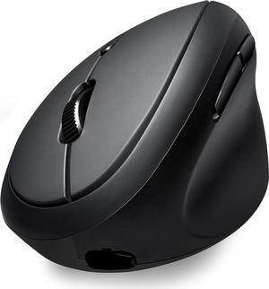 Perixx PERIMICE-819B Bluetooth Portable Vertical Mouse - Wireless 3-in-1 Multi-Device Spec - Silent-Click - Portable Compact Size - Black - Right Handed