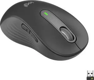 Signature M650 L Left Wireless Mouse - For Large Sized Left Hands 2-Year Battery Silent Clicks Customizable Side Buttons Bluetooth for PC/Mac/Multi-Device/Chromebook - Graphite